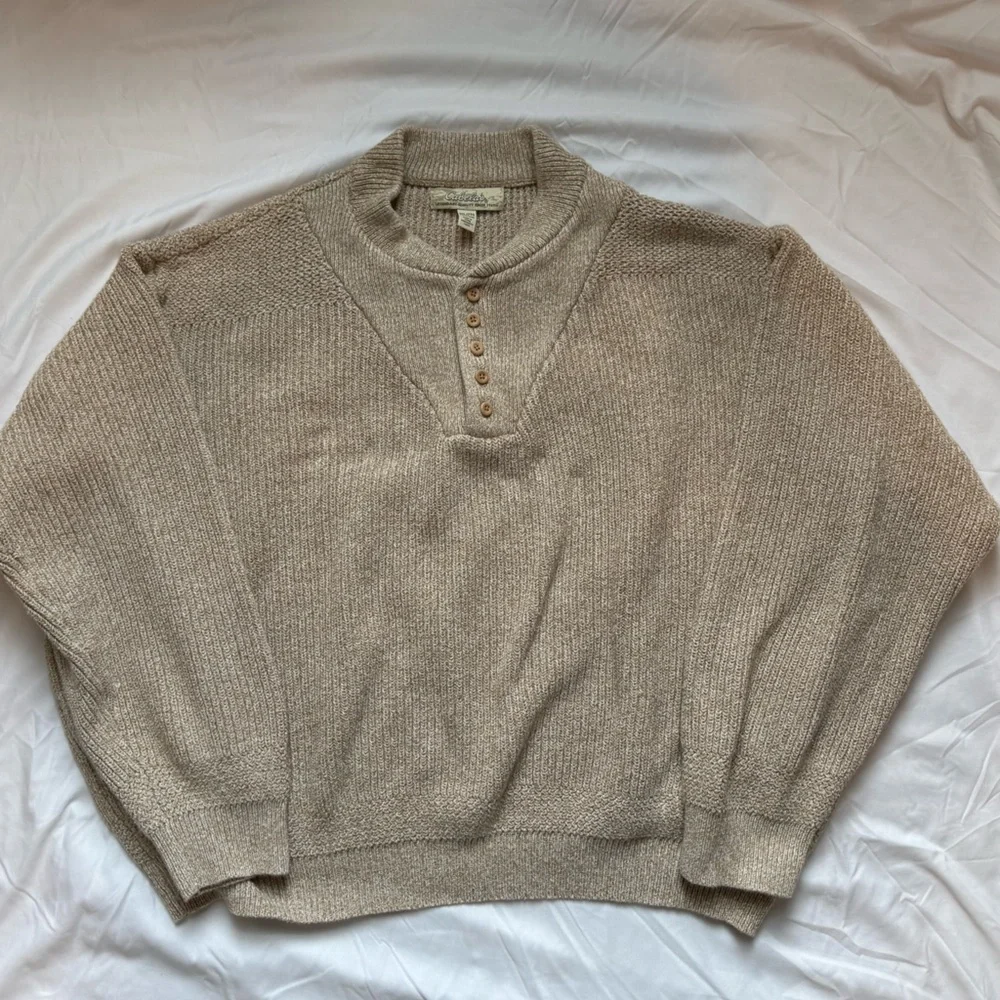 Cabela's Granola Brown Grandpacore Chunky Knit Fisherman Hunting Men’s Sweater